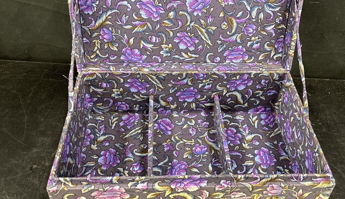 AGE REVIEW Floral Fabric Jewelry Box With Ring Rolls