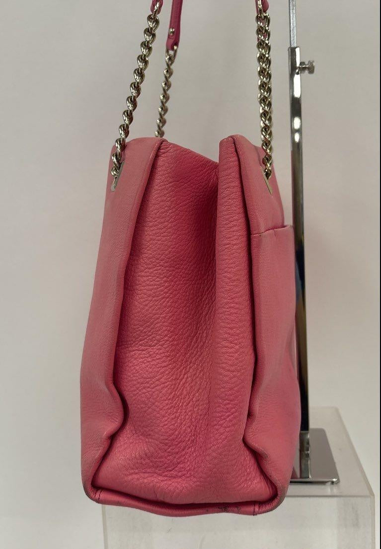 Kate Spade New York Pink Pebbled Leather Chain Strap Shoulder Tote