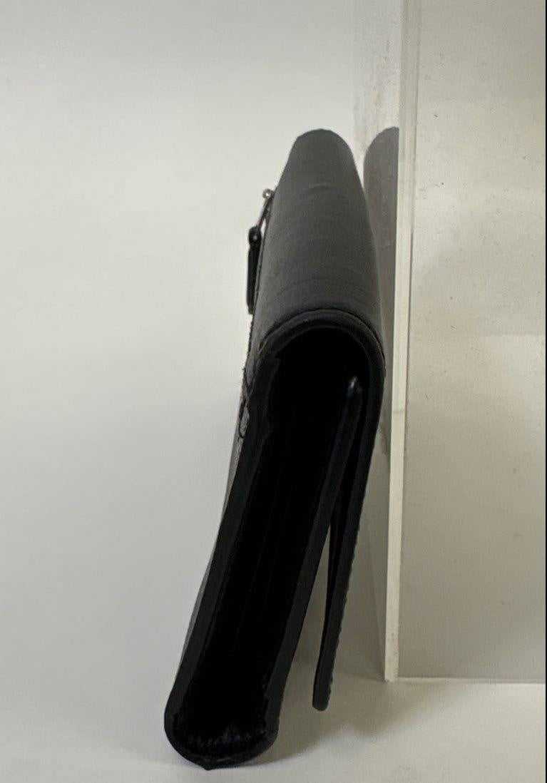 Coach Black Leather Signature Canvas Slim Snap Wallet