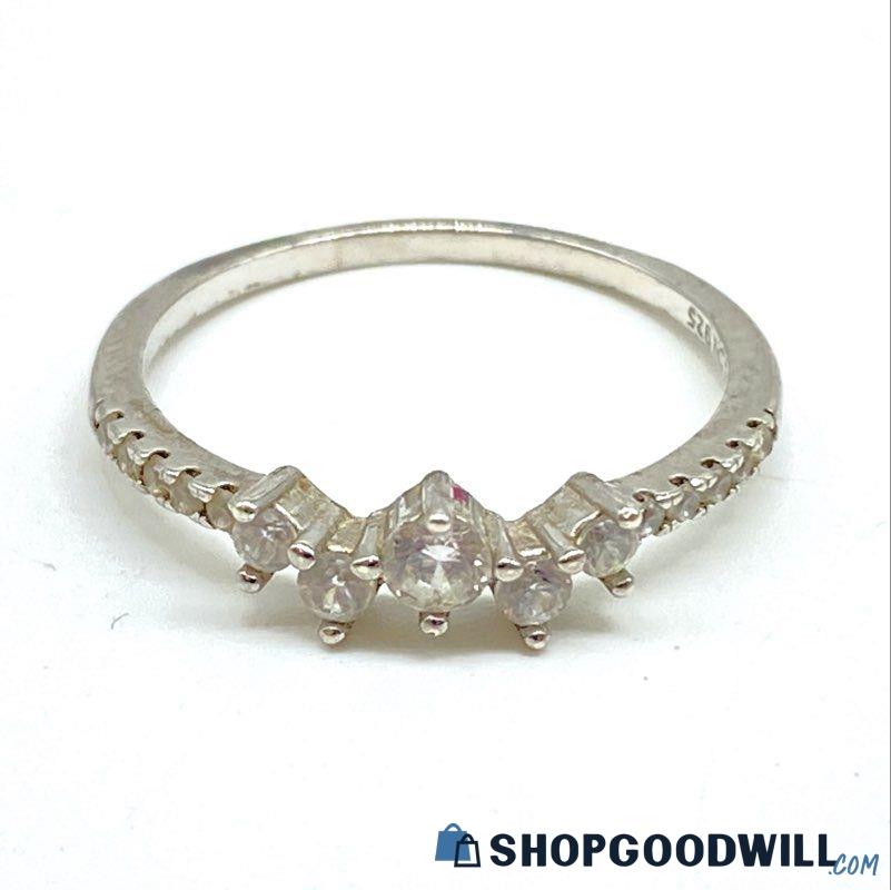 IBB petite silver ring with cubic zirconia accents, size 5.25, view 2