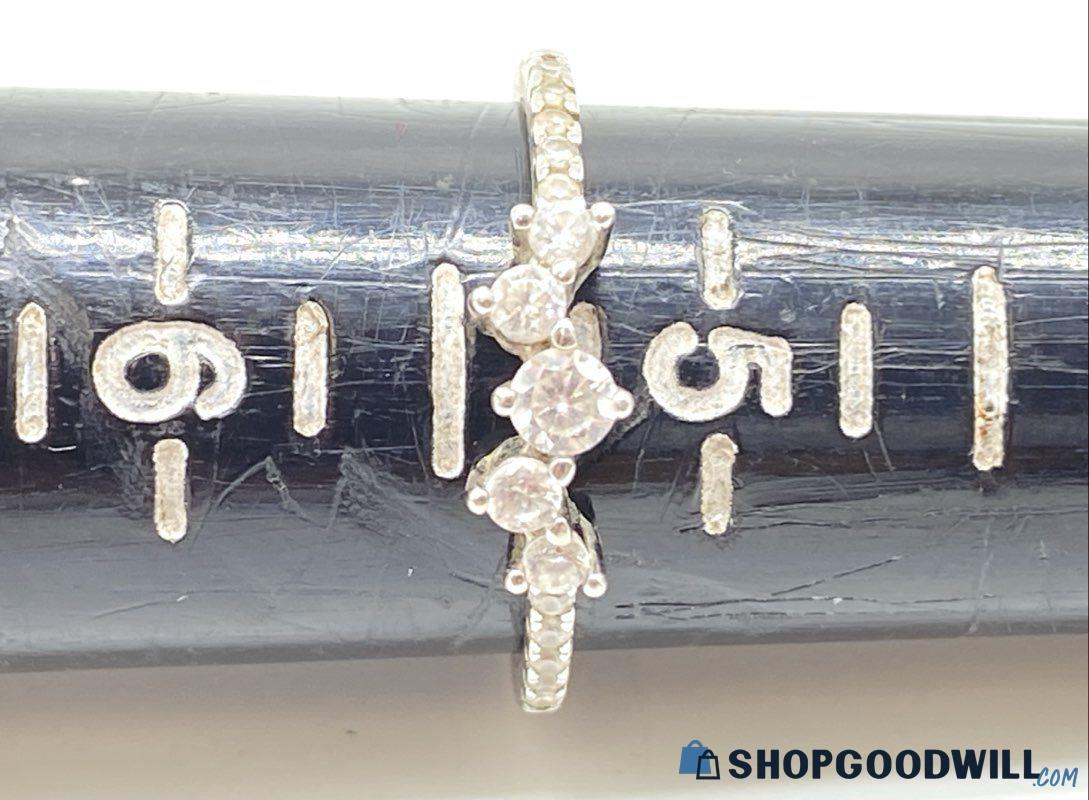 IBB petite silver ring with cubic zirconia accents, size 5.25, view 3