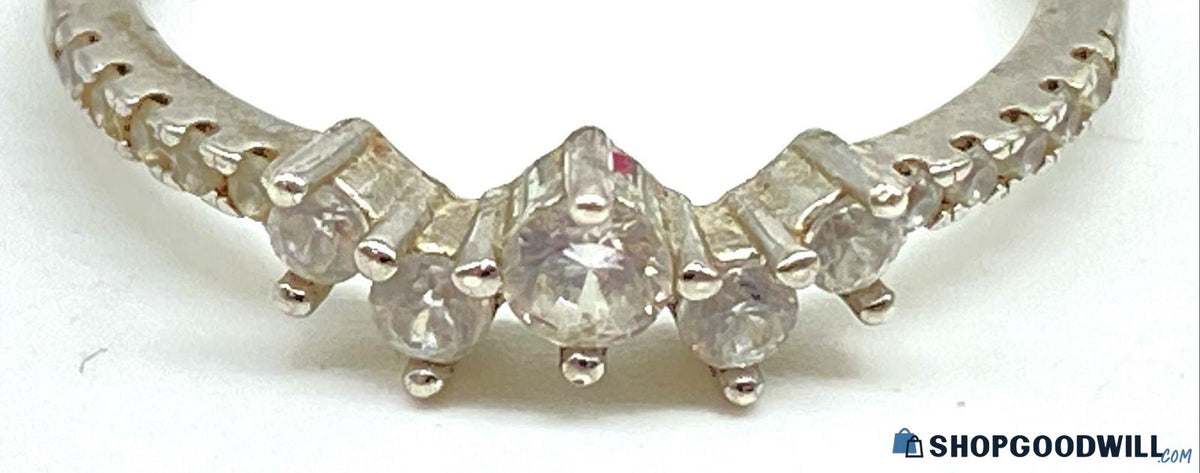 IBB petite silver ring with cubic zirconia accents, size 5.25, view 4