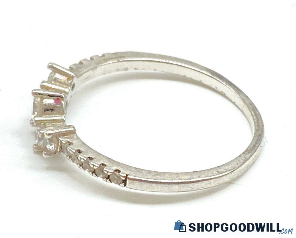 IBB petite silver ring with cubic zirconia accents, size 5.25, view 6