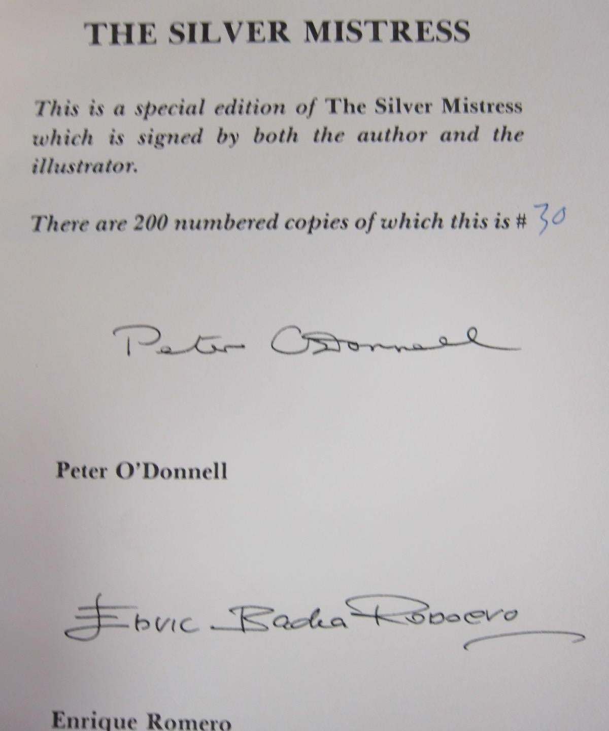 The Silver Mistress Modesty Blaise Vintage Book Signed by Peter O'Donnell (Fixes)
