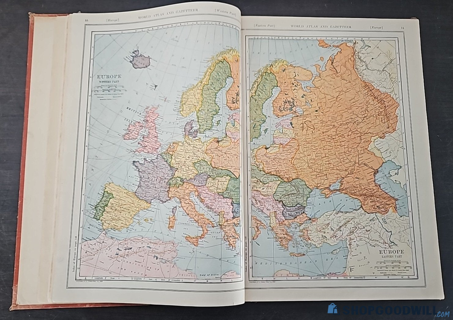 The New World Atlas and Gazetteer 1921 Hardcover Vintage Maps P.F. Collier
