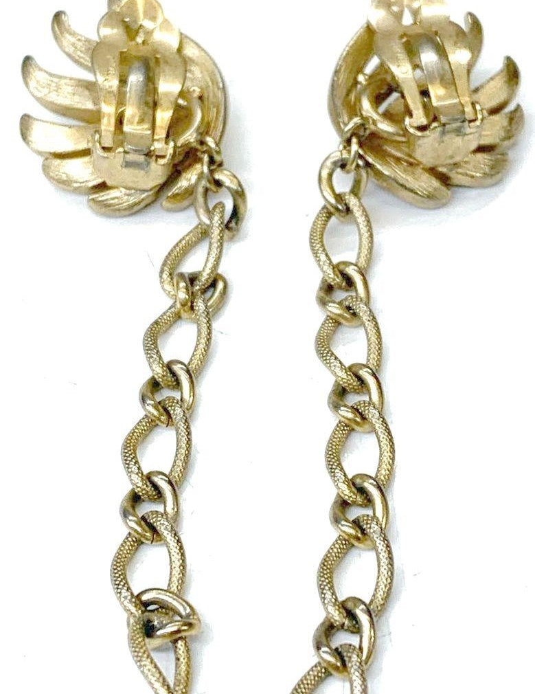 1950s–1960s Trifari Gold Tone Sweater Clip Earrings