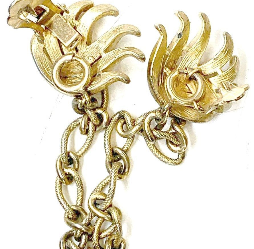 1950s–1960s Trifari Gold Tone Sweater Clip Earrings