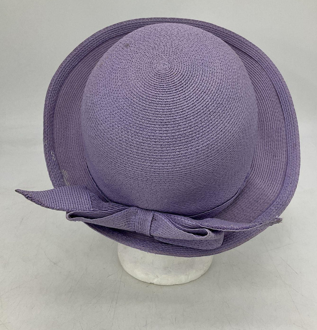 Vintage Lee Black by Neiman Marcus Women's Purple Faux Straw Bow Hat