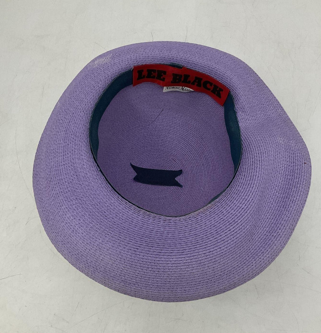 Vintage Lee Black by Neiman Marcus Women's Purple Faux Straw Bow Hat