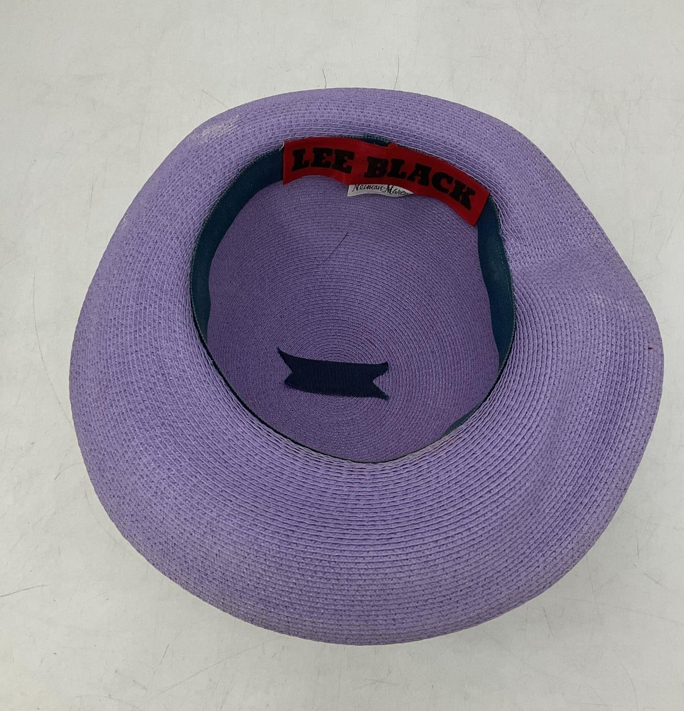 Vintage Lee Black by Neiman Marcus Women's Purple Faux Straw Bow Hat