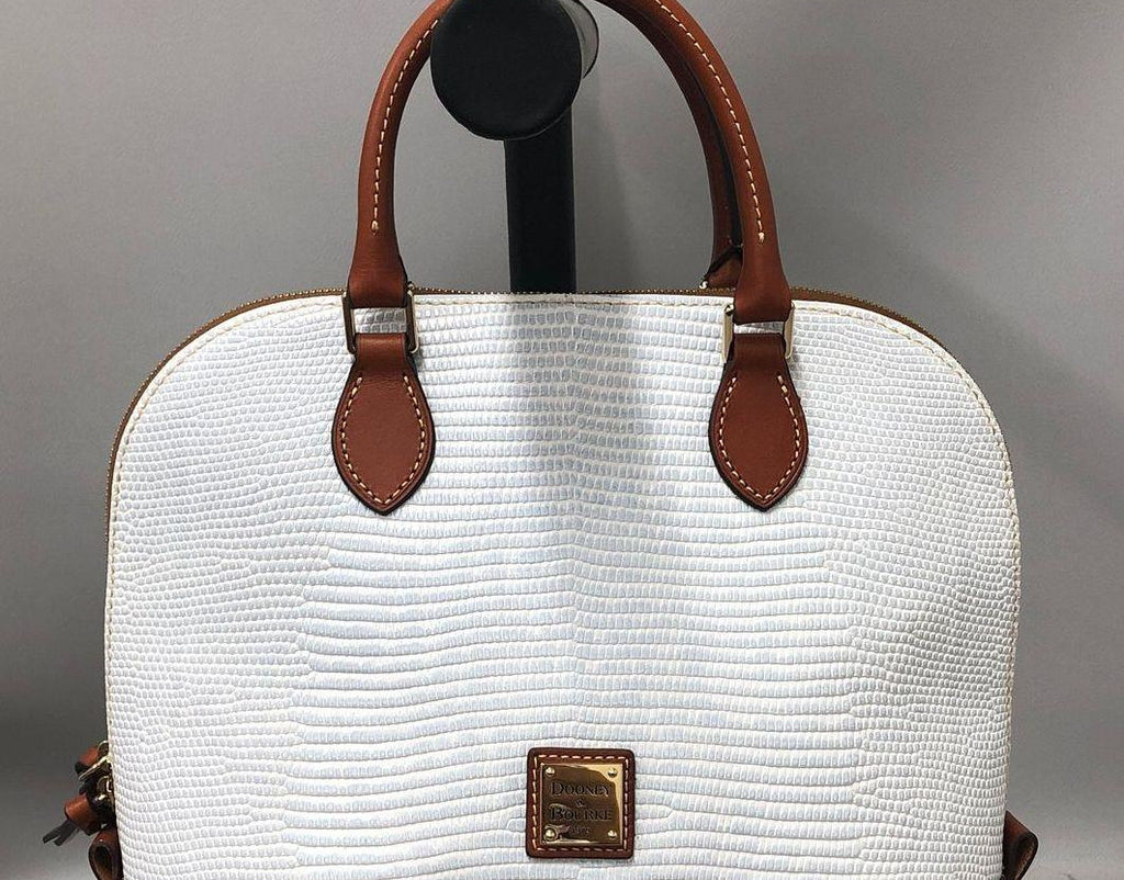 Dooney & Bourke Light Blue Embossed Dome Satchel Handbag