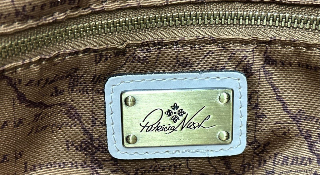 Patricia Nash Cortona Ivory Woven Leather Tote Bag with Tassel Charm