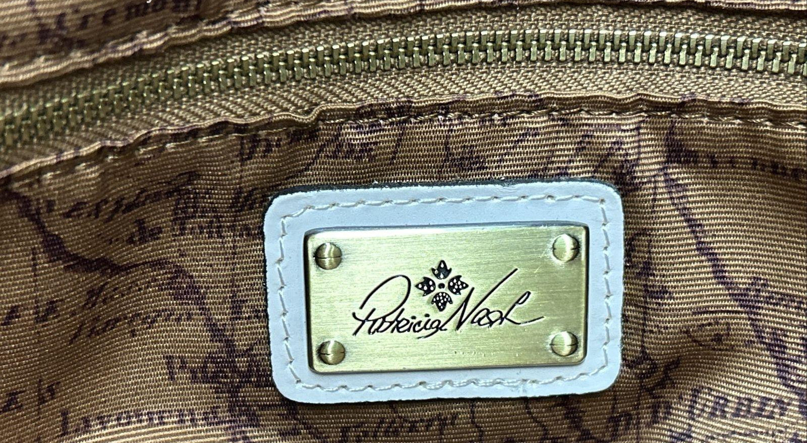 Patricia Nash Cortona Ivory Woven Leather Tote Bag with Tassel Charm