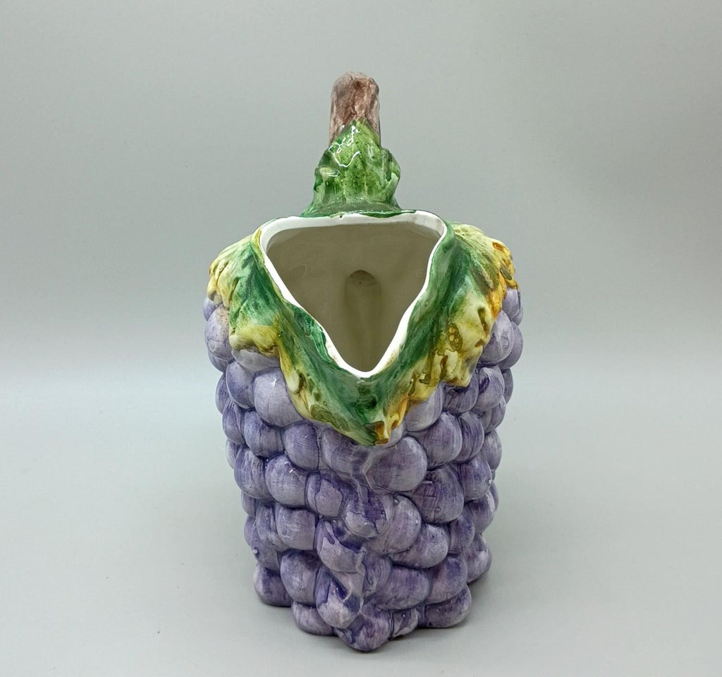 Bassano Italy Ceramic Grape Cluster Pitcher, Purple