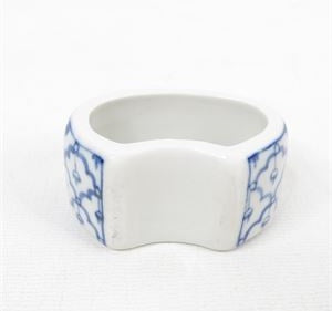 Rolfs Vintage Thai Ceramic Napkin Rings Set of 8 | Blue and White Table Linens Holders