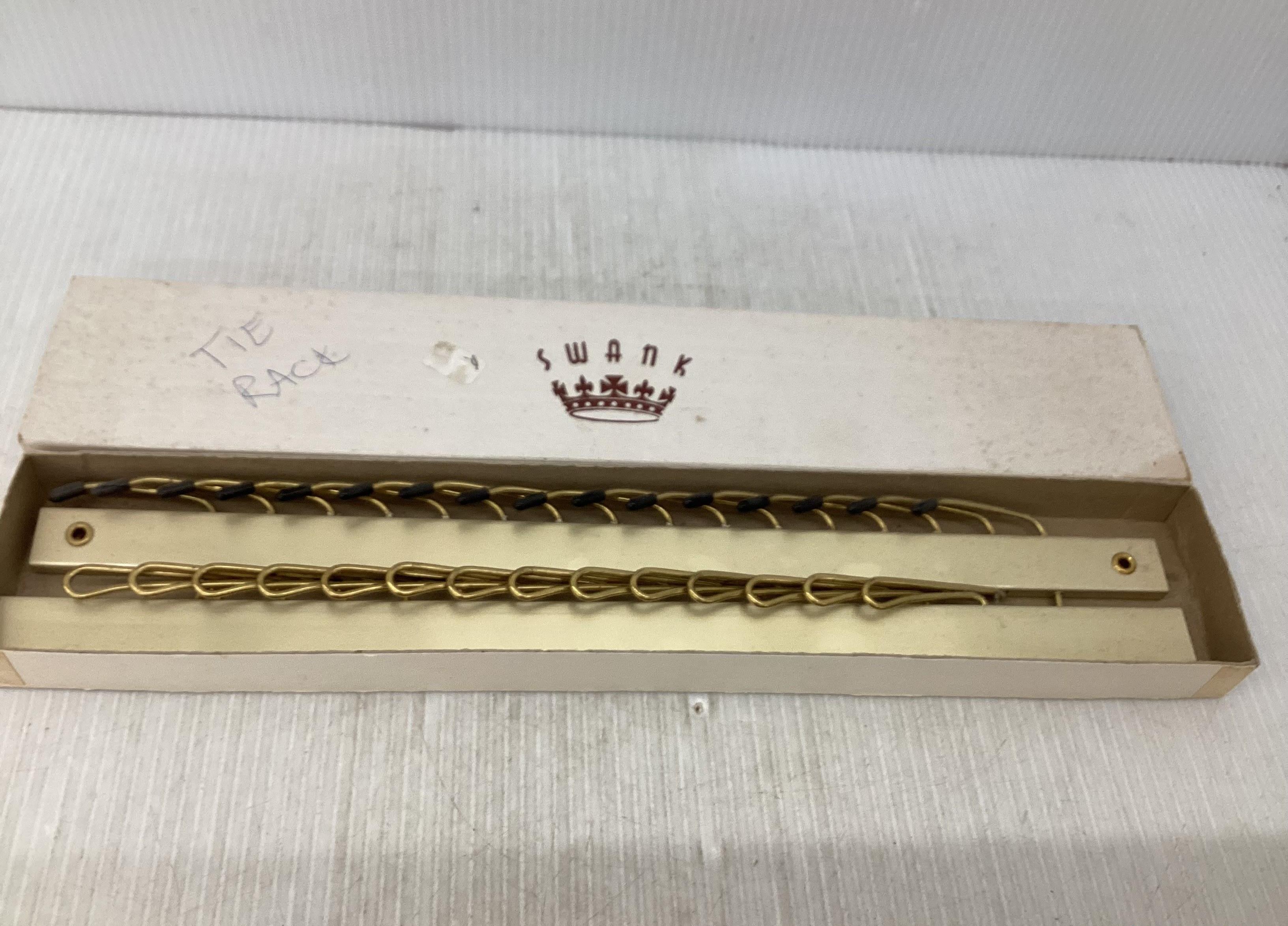 Vintage Swank Wall-Mount Tie Rack with Original Box
