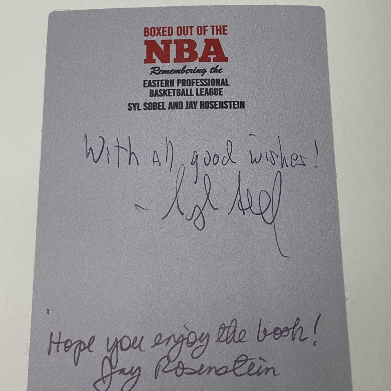 Boxed Out of the NBA Remembering the Eastern Professional Basketball League by Syl Sobel & Jay Rosenstein Signed by Syl Sobel & Jay Rosenstein Hardcover (Fixes)