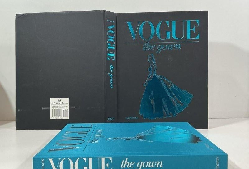 Vogue The Gown by Jo Ellison, turquoise hardcover with black slipcase, view 5