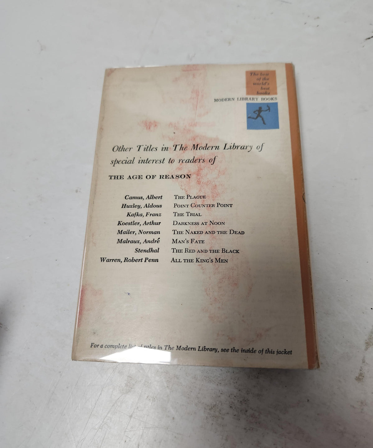 The Age of Reason by Jean-Paul Sartre, Modern Library edition cover, view 6