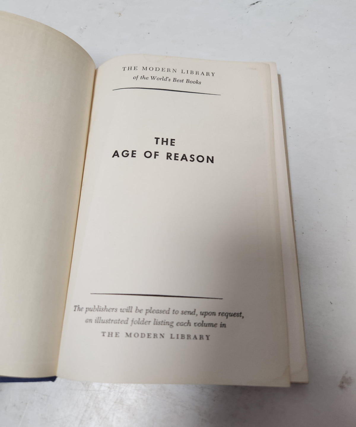 The Age of Reason by Jean-Paul Sartre, Modern Library edition cover, view 3