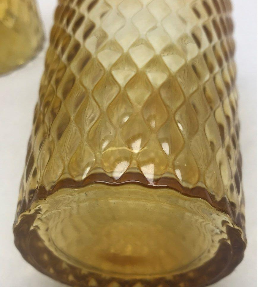 AGE REVIEW Amber Diamond Optic Drinking Glasses Set of 4 Textured Tumbler Cups