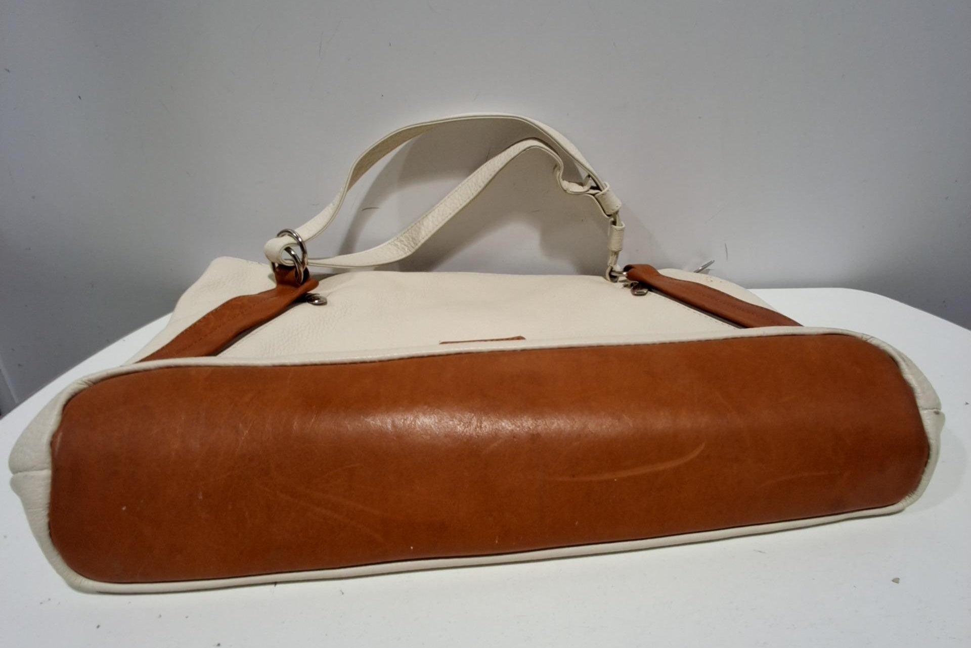 Cristina Cream Italian Leather Shoulder Bag, Slouchy Tote with Adjustable Strap
