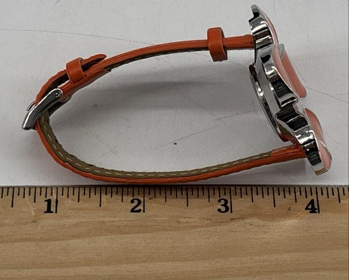 Women's daisy flower watch with orange band, for repair or parts, view 2
