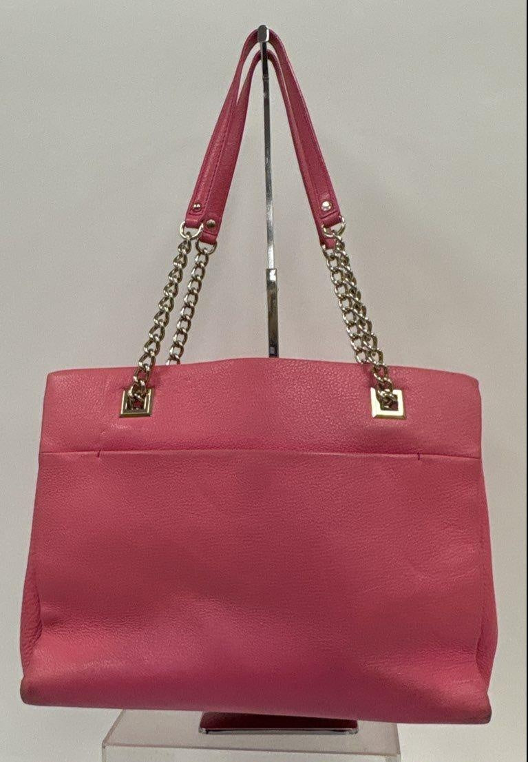 Kate Spade New York Pink Pebbled Leather Chain Strap Shoulder Tote