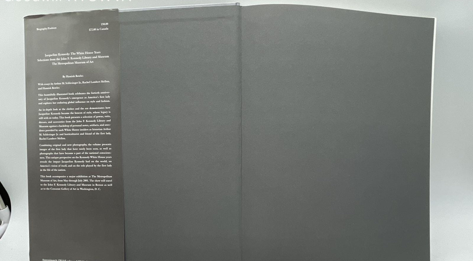 Jacqueline Kennedy The White House Years Hardcover Book, Metropolitan Museum Exhibition Fashion Volume