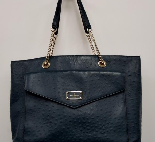 kate spade new york La Vita Ostrich Leather Green Medium Bag