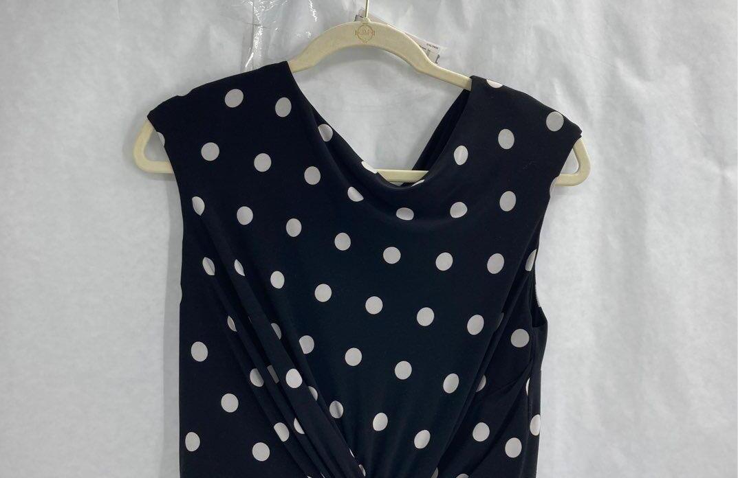 Lauren Ralph Lauren Women's Dark Blue Tan Polka Dots Dress Sz 12