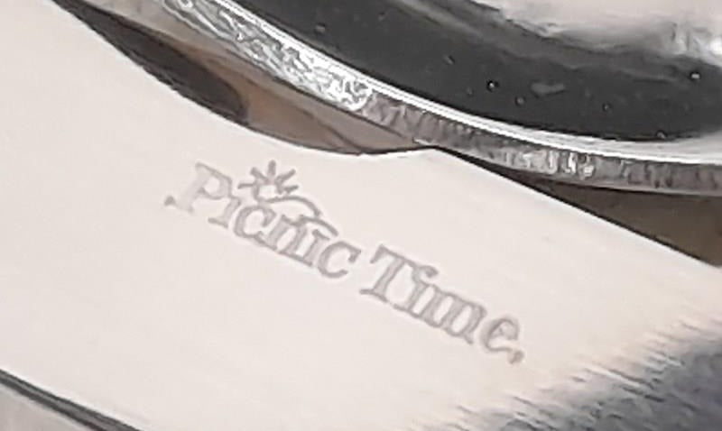 Black picnic cooler tote with red, white and black picnic service pieces, view 5