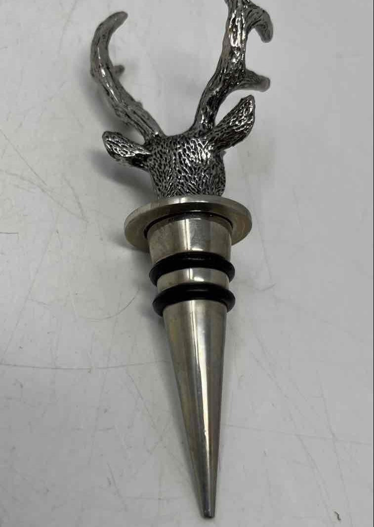AGE REVIEW Silver Tone Stag Head Wine Bottle Stopper with Gift Box Barware Bottle Cork