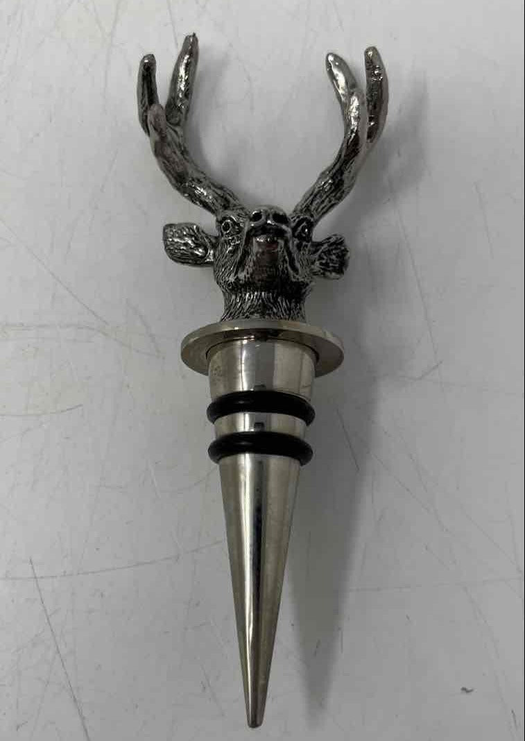 AGE REVIEW Silver Tone Stag Head Wine Bottle Stopper with Gift Box Barware Bottle Cork