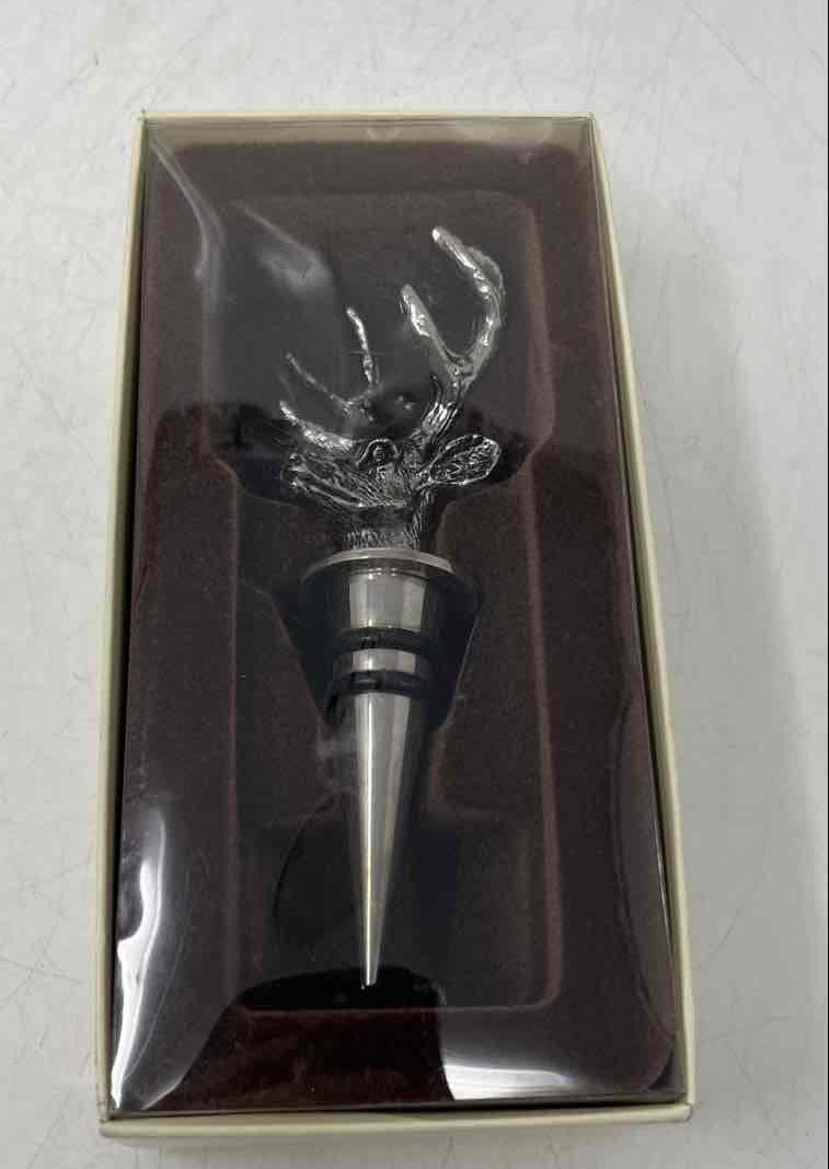 AGE REVIEW Silver Tone Stag Head Wine Bottle Stopper with Gift Box Barware Bottle Cork