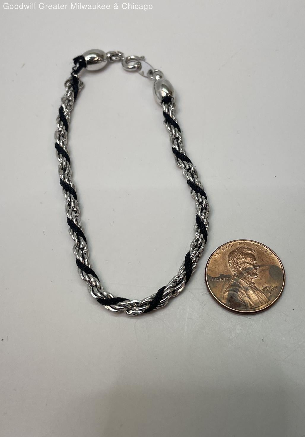 Trifari silver-tone twisted rope chain bracelet with Trifari tag, view 3