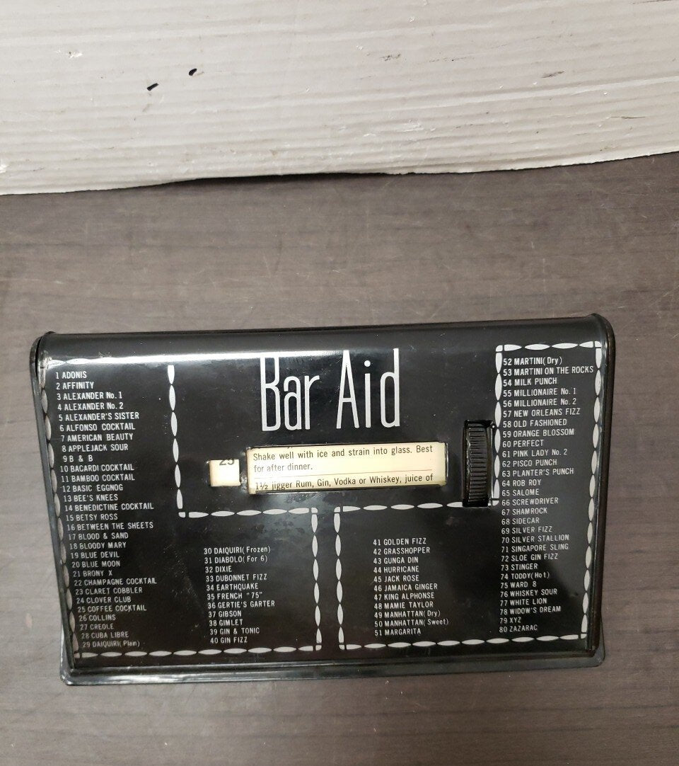 Vintage Bar Aid Rotating Cocktail Recipe Selector