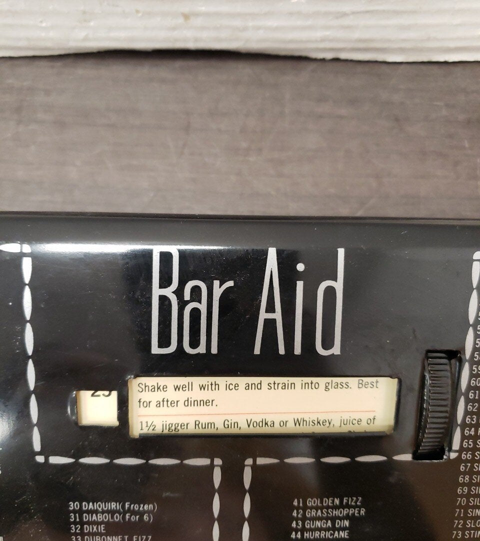 Vintage Bar Aid Rotating Cocktail Recipe Selector