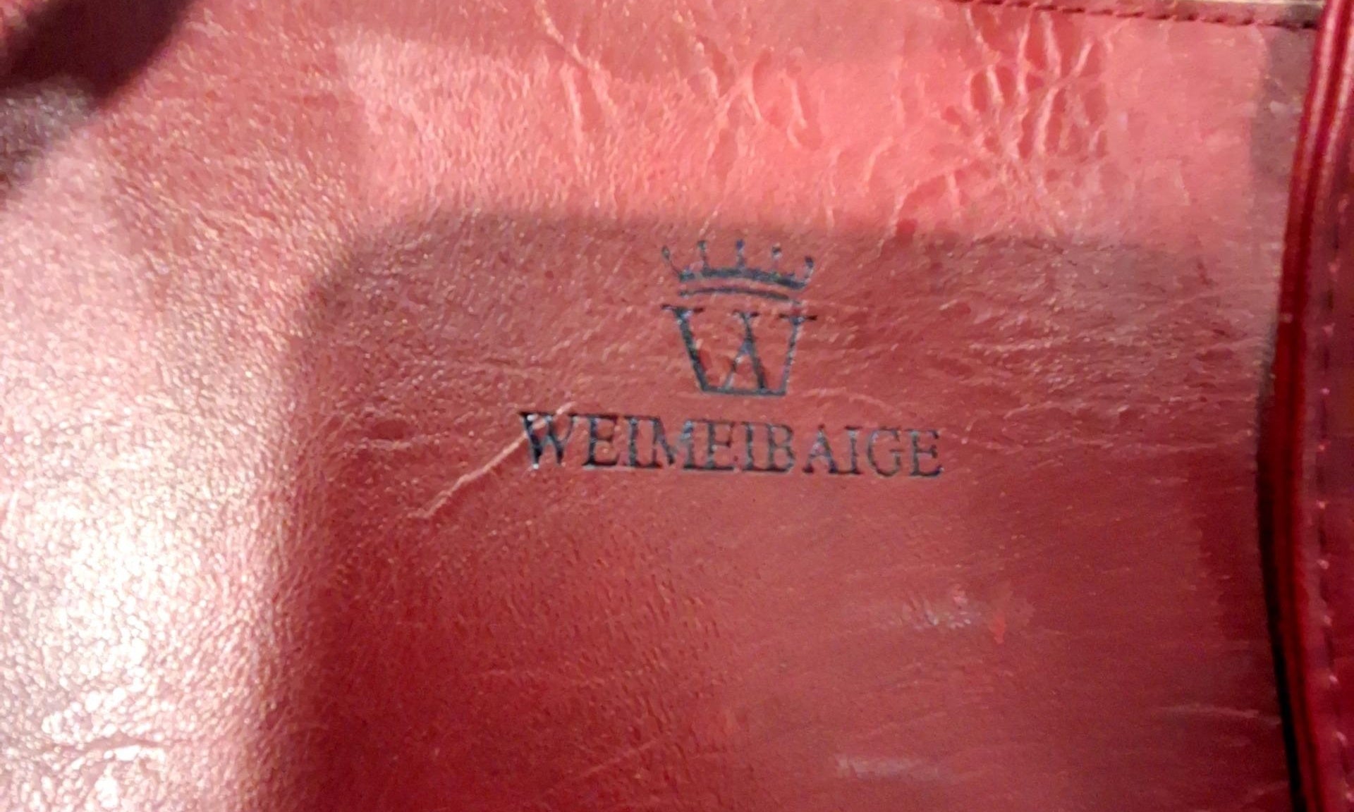 Weimeibaige Red Leather Tote Bag, Large Structured Shoulder Handbag with Braided Handles