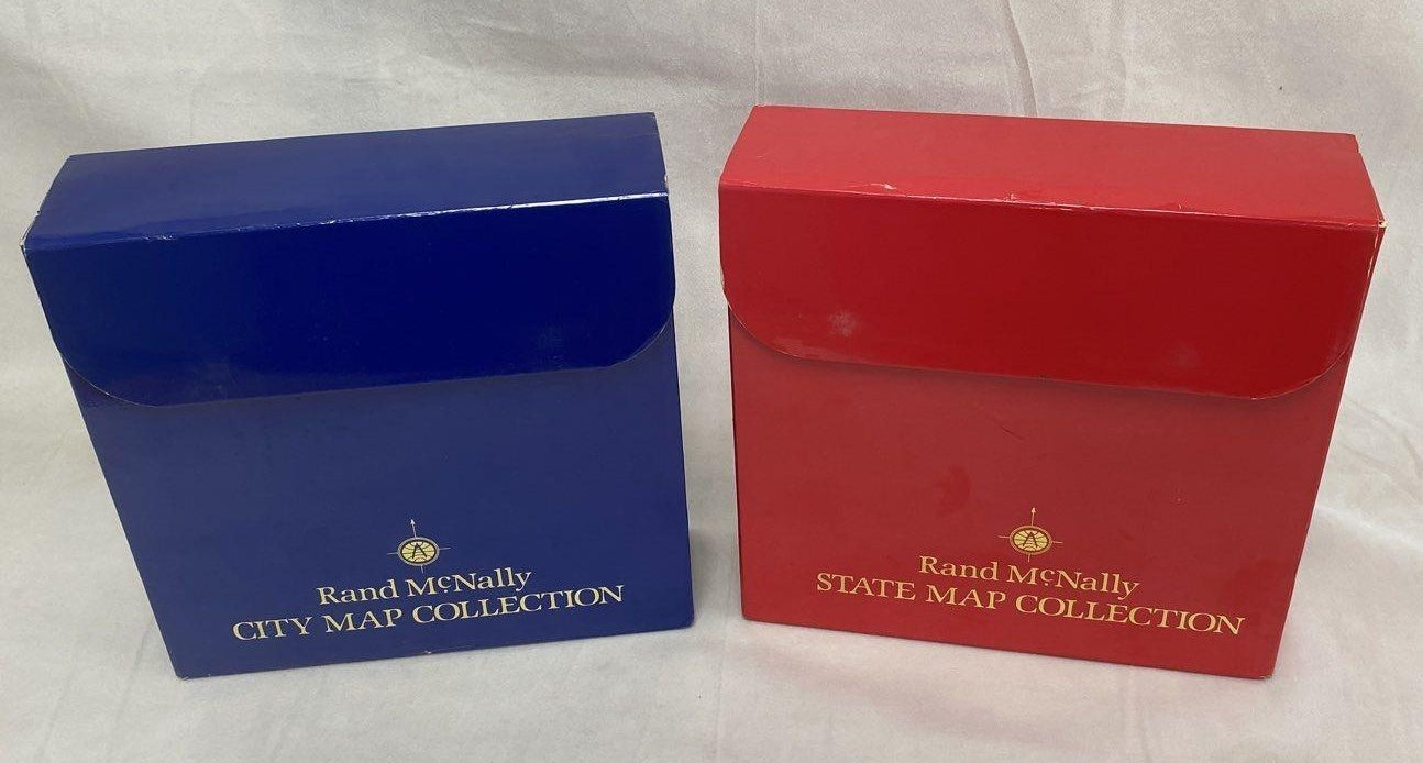 Rand McNally Map Collection Lot City and State Vintage Folded Maps 2 Boxes