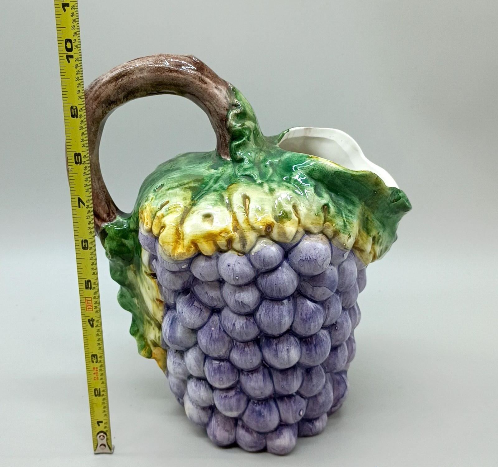Bassano Italy Ceramic Grape Cluster Pitcher, Purple