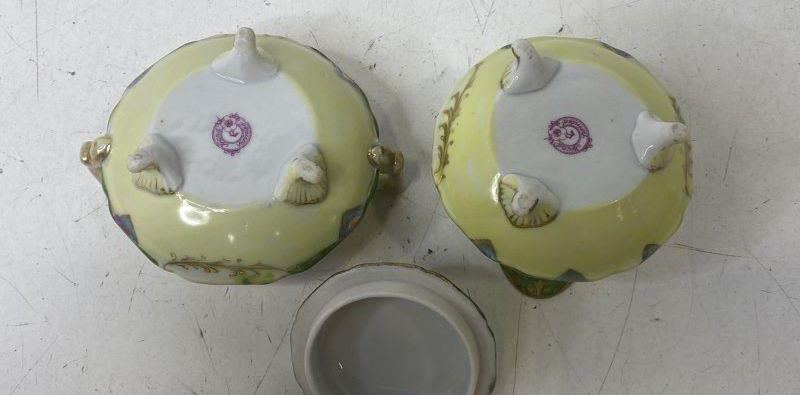 Hand-Painted Floral Footed Porcelain Sugar Bowl & Creamer Set | Vintage Pink Rose Tableware