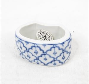 Rolfs Vintage Thai Ceramic Napkin Rings Set of 8 | Blue and White Table Linens Holders