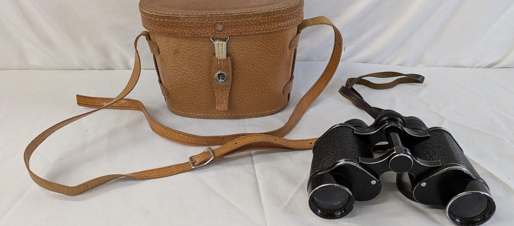 Vintage Dumont 8x30 Black Binoculars with Brown Case | Made in France Parts or Repair