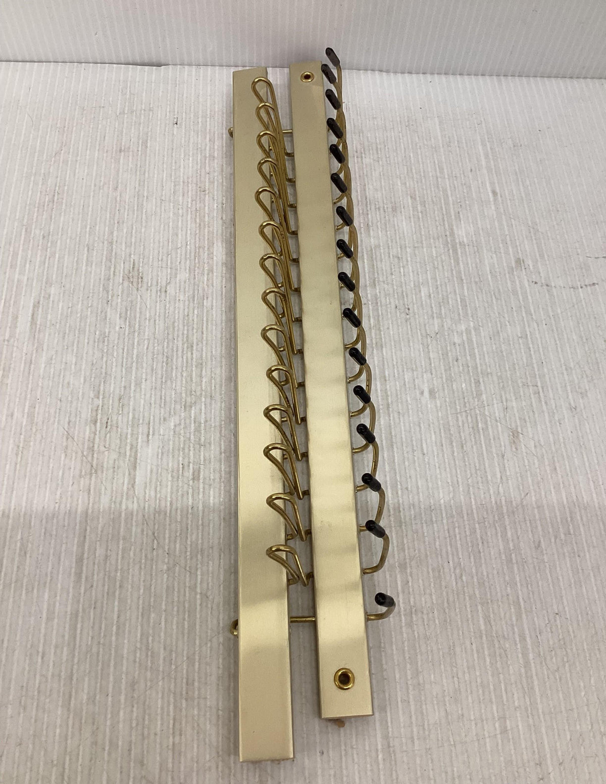 Swank gold-tone wall-mount tie rack with hooks and original Swank box, view 3