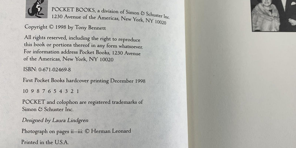 Tony Bennett The Good Life Signed by Tony Bennett First Edition First Printing Hardcover 1998 Dust Jacket (Fixes)