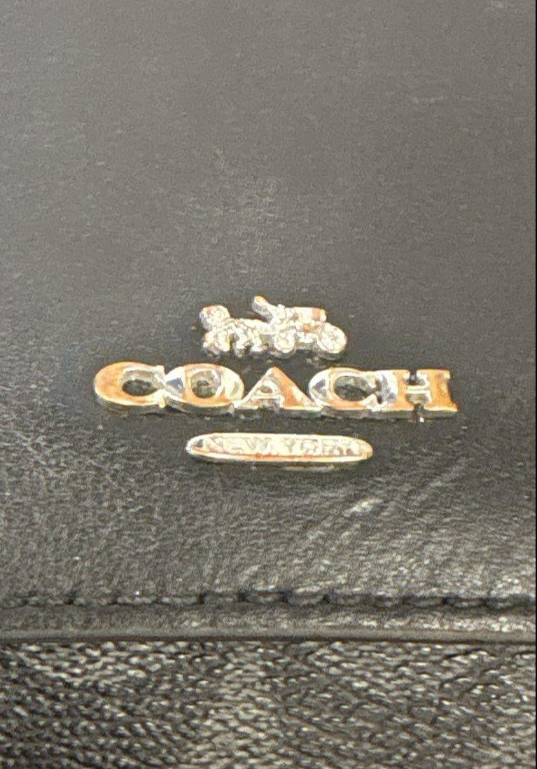 Coach Black Leather Signature Canvas Slim Snap Wallet