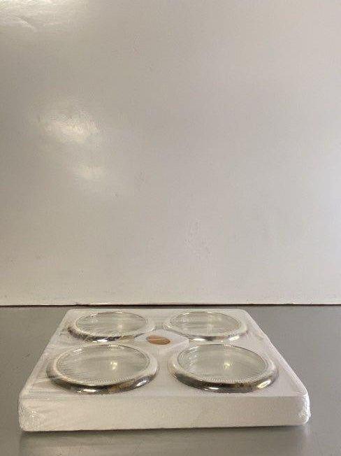 Leonard Vintage Crystal and Silver Coaster Set of 4