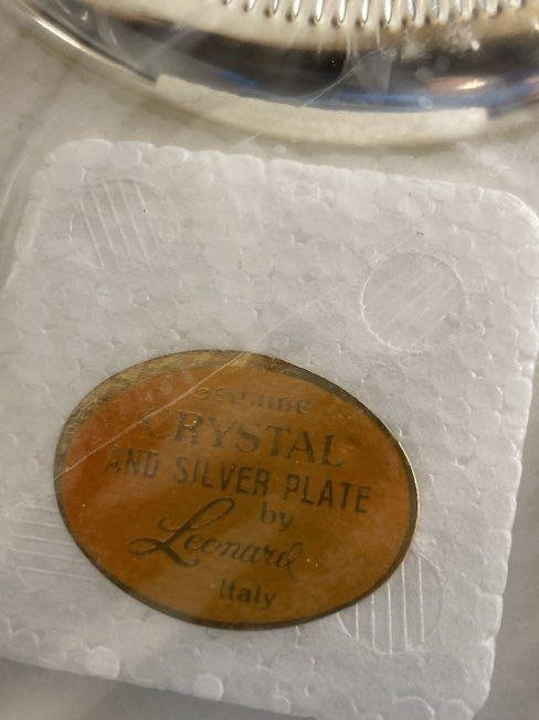 Leonard Vintage Crystal and Silver Coaster Set of 4