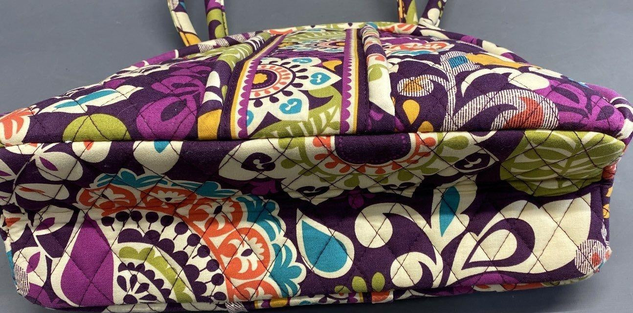 Vera Bradley Purple Multi Fabric Kiss-Lock Framed Handbag